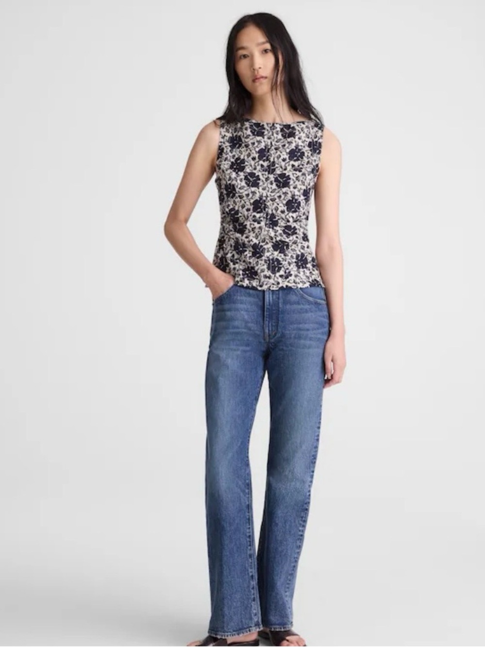 Madewell Cinched Boatneck sleeveless Linen Top - Picture 7 of 8